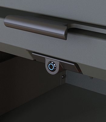 Detail van de E-Controller onder de deur van de Charnwood Skye E700; officiële modelafbeelding