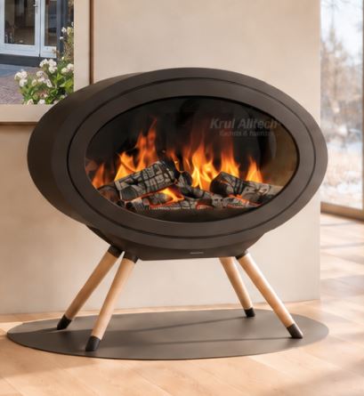 DRU Oval Evolve Legs elektrische haard op poten – sfeerimpressie Krul Alltech