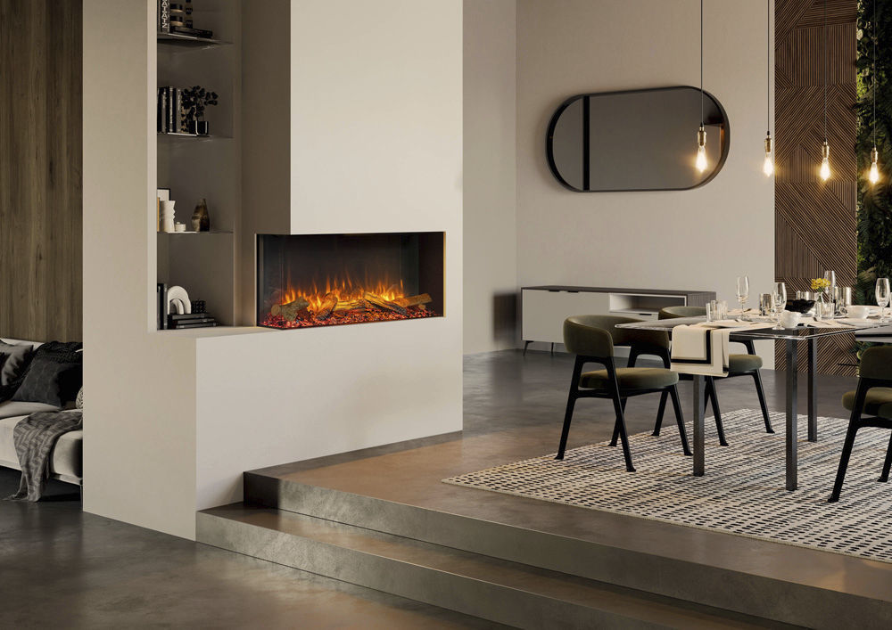 Gazco eReflex 110RW elektrische haard - uitvoering en plaatsingsvoorbeeld
