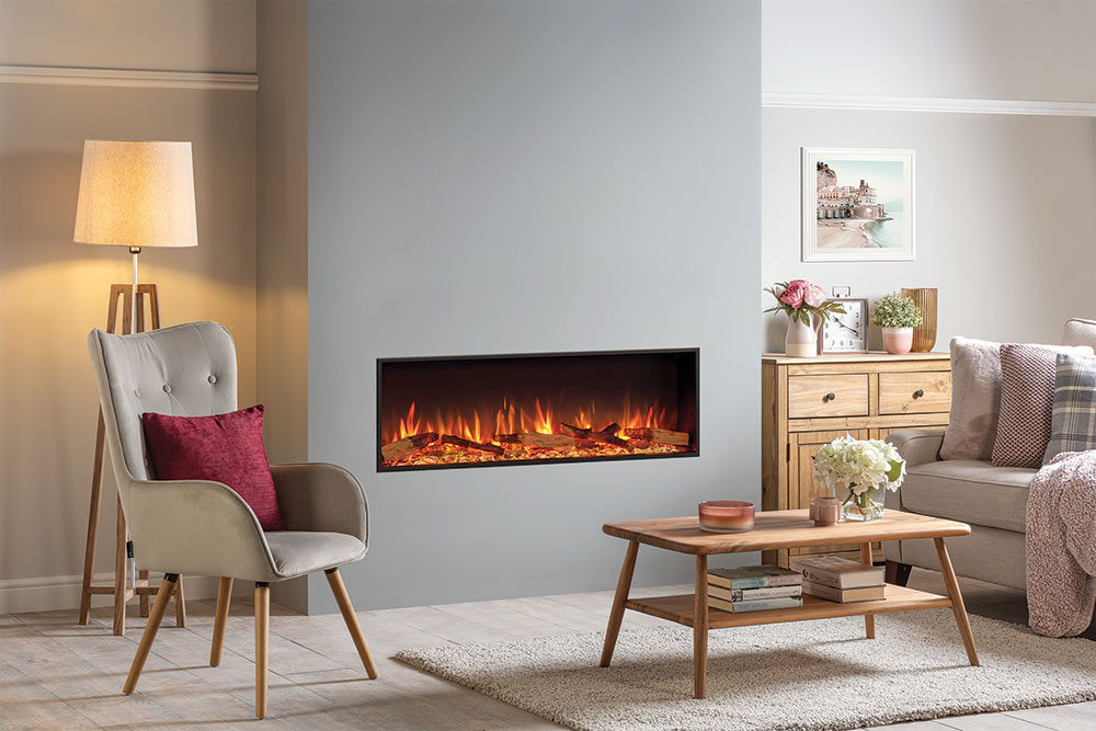 Gazco eStudio 105R elektrische fronthaard met eikenstammeneffect