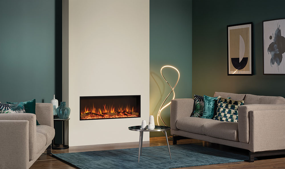 Gazco eStudio 105R elektrische fronthaard met eikenstammeneffect