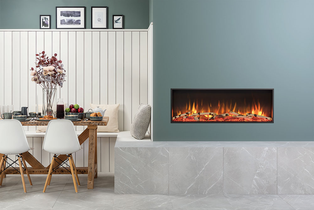Gazco eStudio 105R elektrische fronthaard met optionele berkenstammen