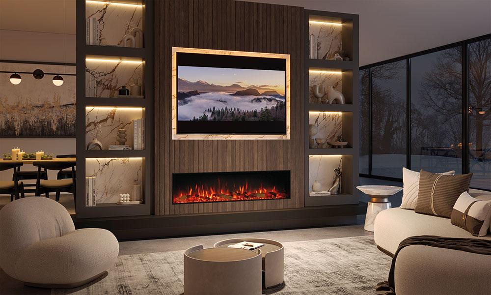 Gazco eStudio 165R brede elektrische fronthaard met eikenstammeneffect
