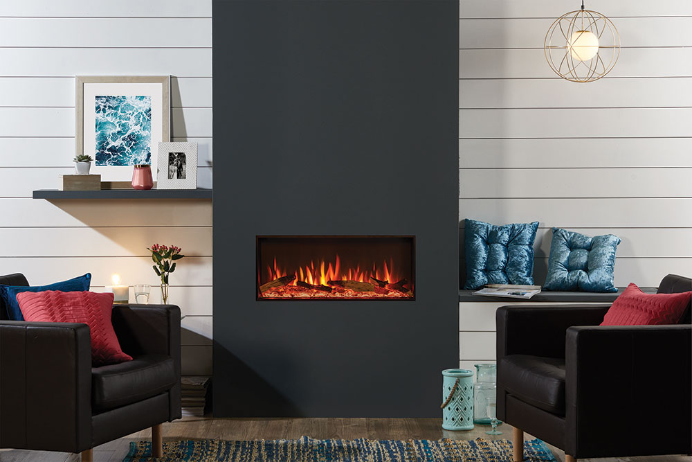 Gazco eStudio 85R elektrische fronthaard met eikenstammeneffect