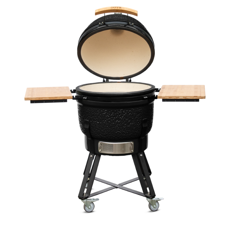 OUTR Kamado Large 55 met geopend deksel en grillrooster