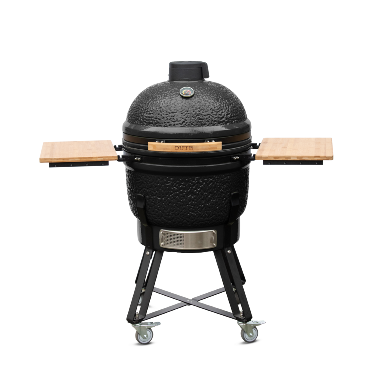 OUTR Kamado Large 55 zwart met zijtafels en trolley