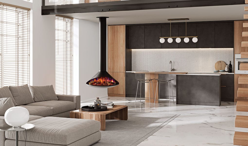 Onyx Orbit elektrische hanghaard - toestel en interieurvoorbeeld