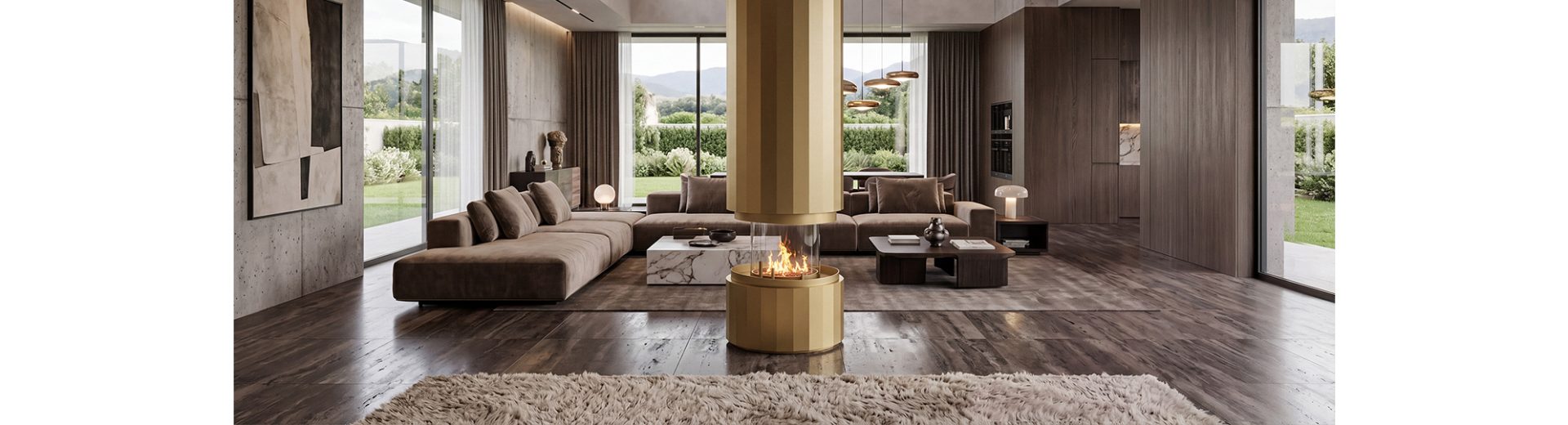 Planika Pillar hangende bio-ethanolhaard in metallic gold