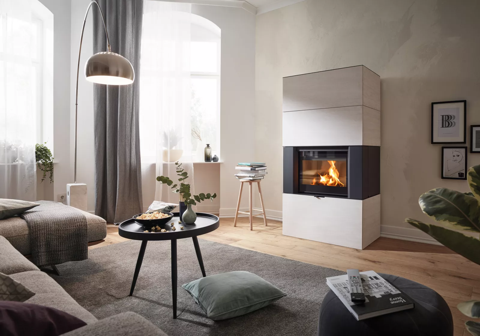 RIKA Ambia design houtkachel met panoramisch vuurzicht