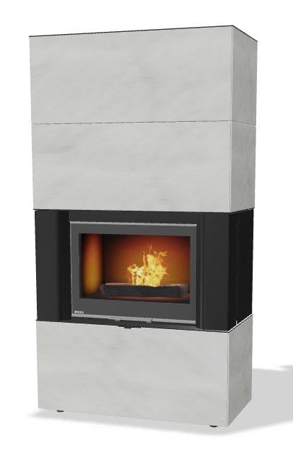 RIKA Ambia designhaard met witte natuurstenen bekleding