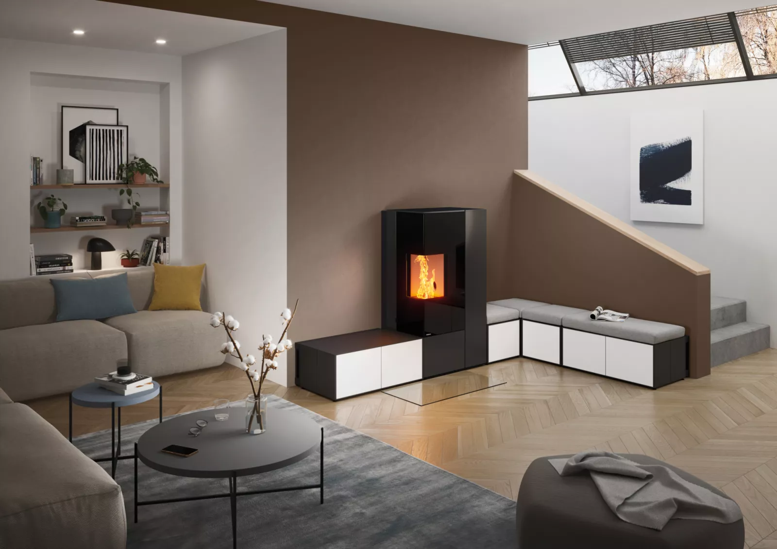 RIKA Connect Pellet Edge modulaire pelletkachel met hoekruit