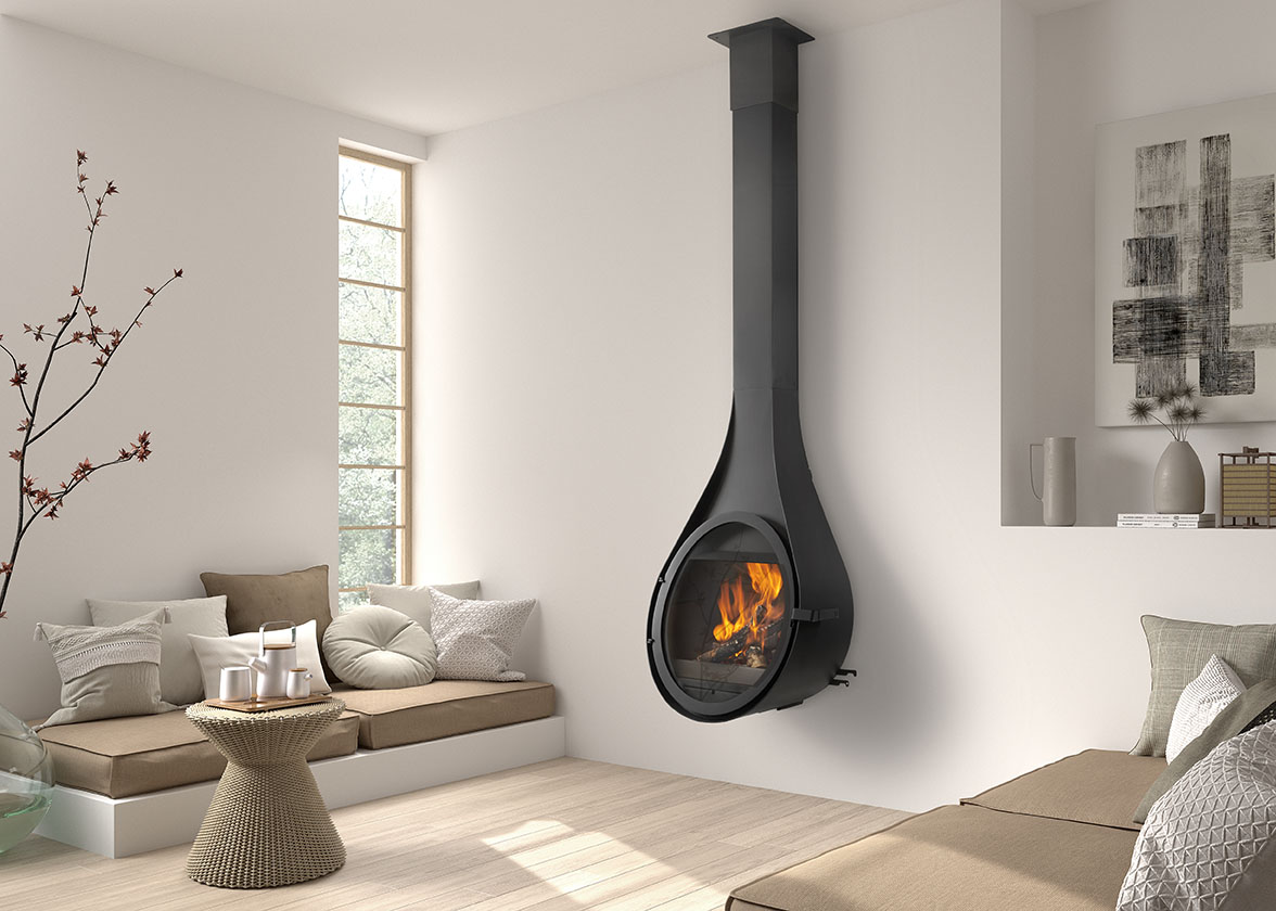 Rocal Drop Mini hangend aan de wand in een lichte woonkamer