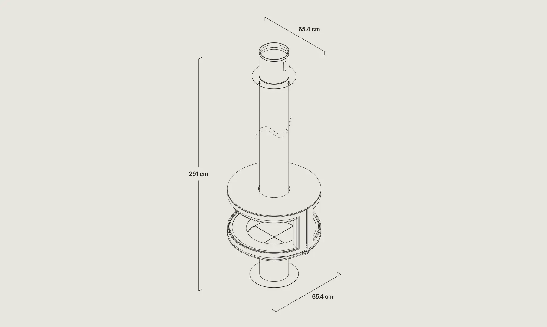 Rocal Ronde Central maattekening met voet