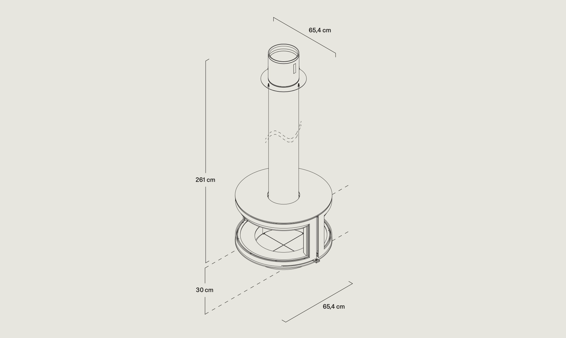 Rocal Ronde Central maattekening zonder voet