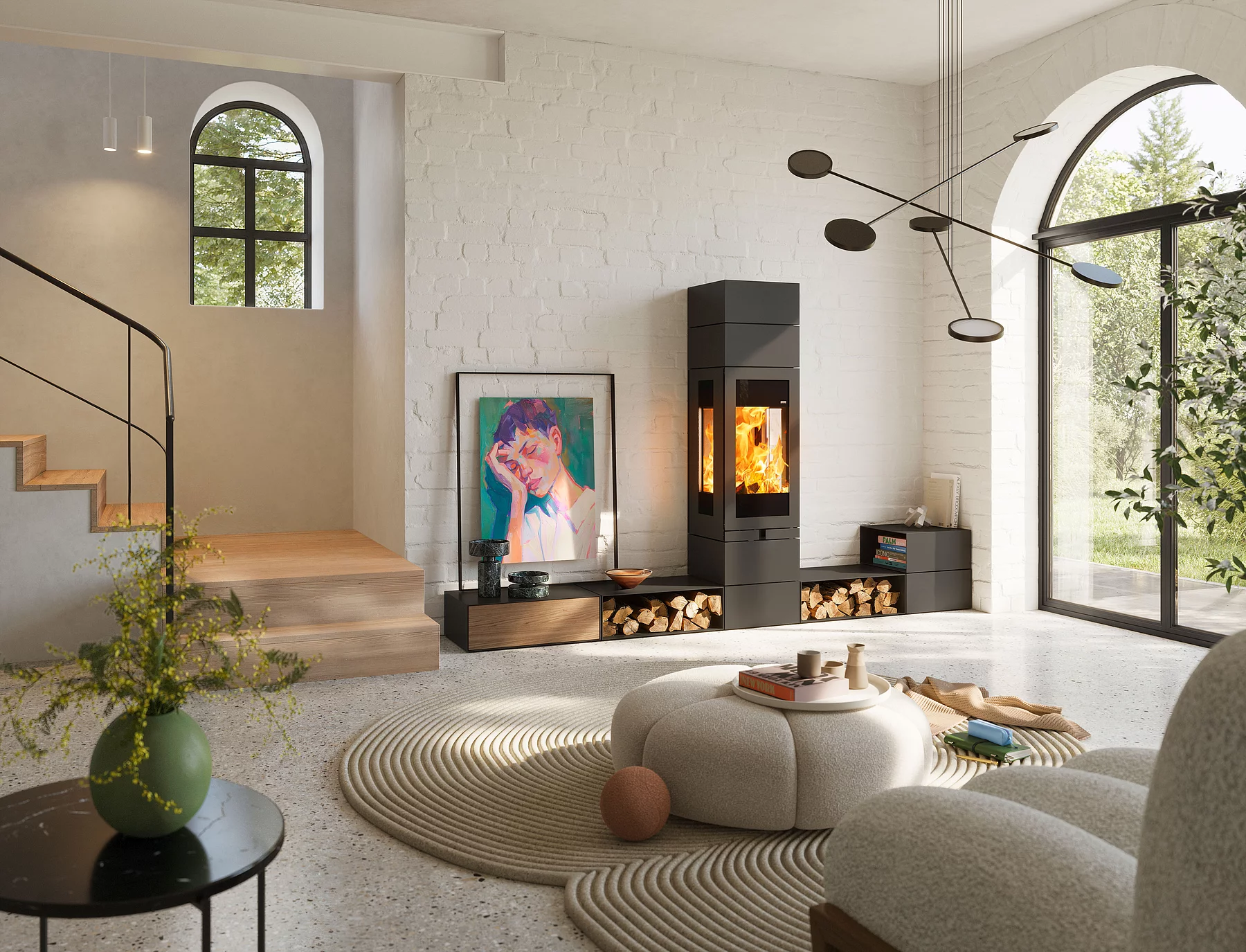 Skantherm Elements 400 3S in staal met lage modules als onderdeel van het interieur