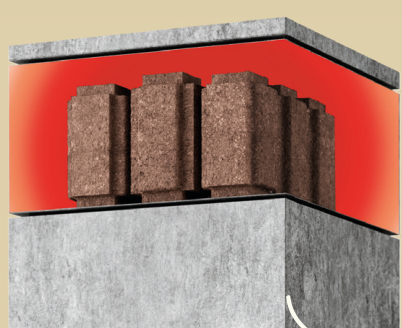 Thermostone warmteopslag in de bovenste module van de Skantherm Elements Stone