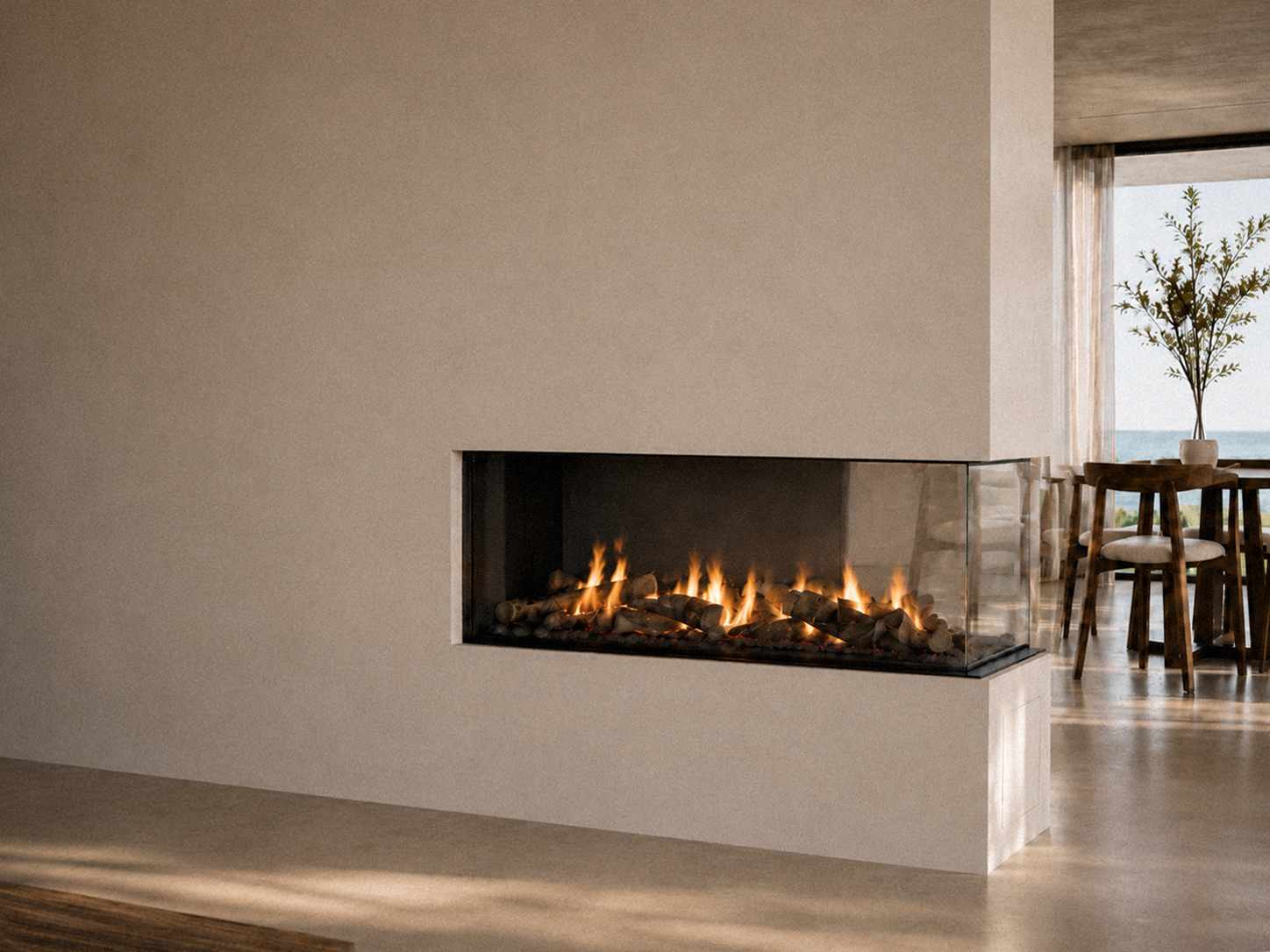 Trimline 120 3/4 Room Divider met asymmetrisch vuurzicht