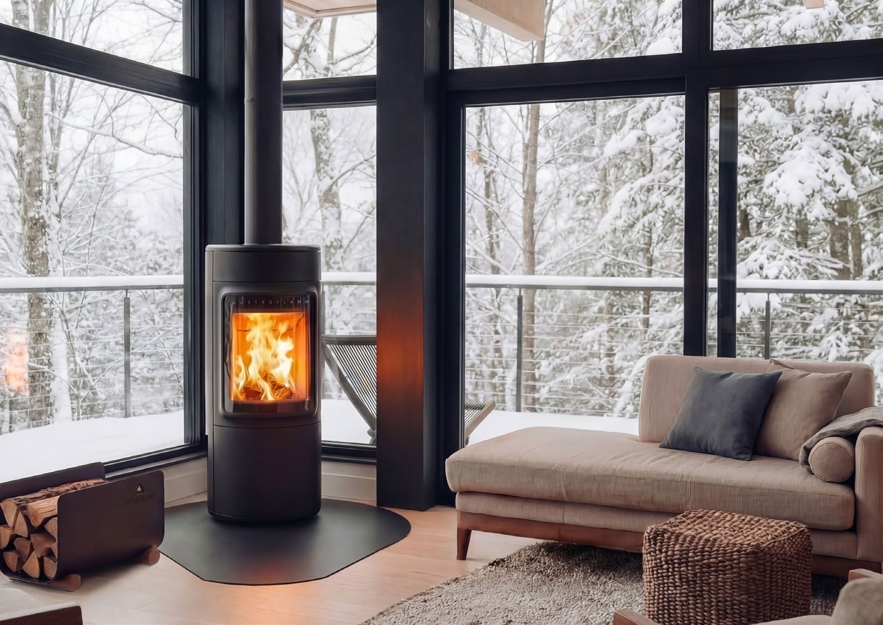 Austroflamm Loomo Compact houtkachel in interieur
