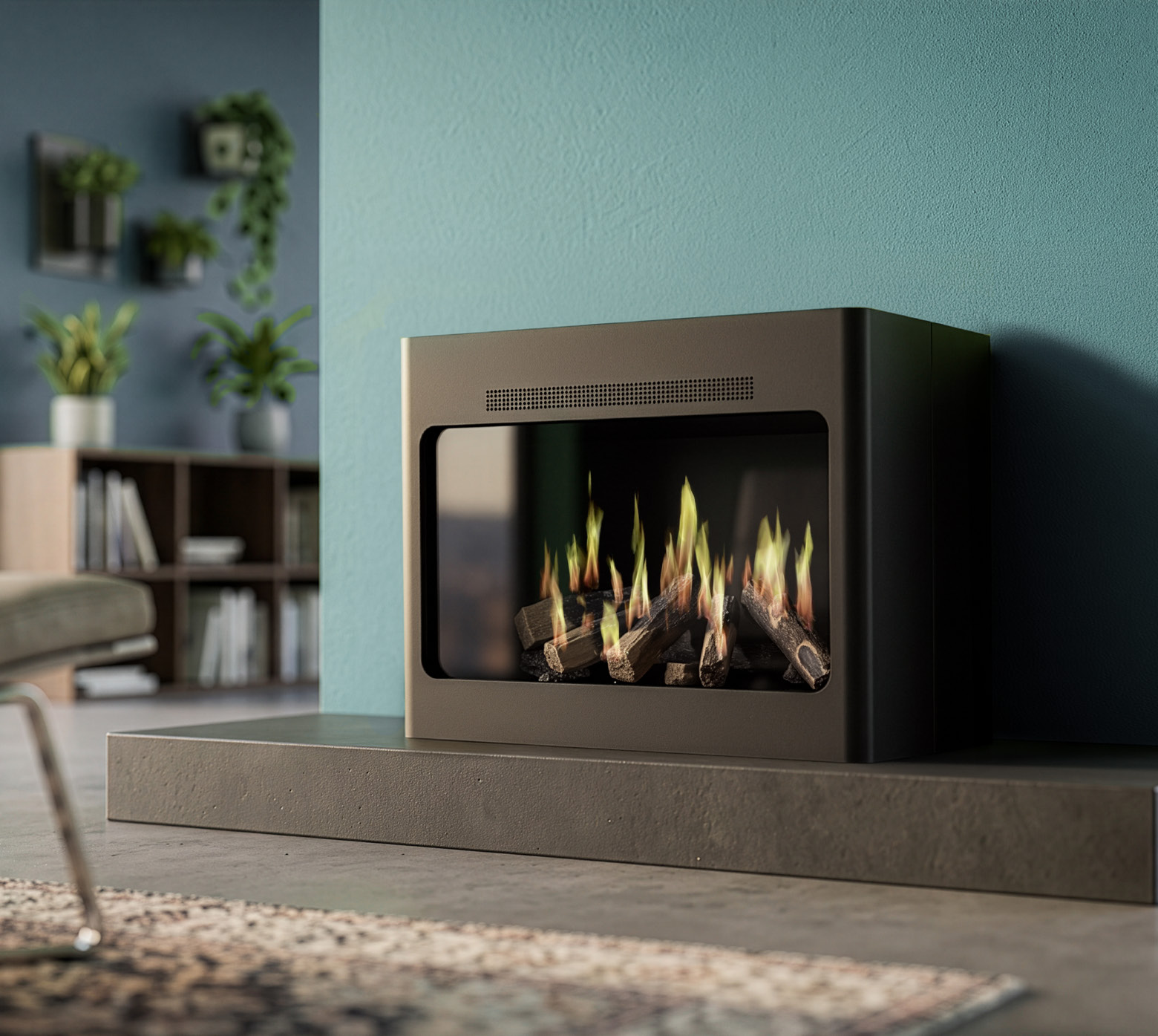 Wanders Spectre Black Edition Low elektrische haard zonder houten pootjes