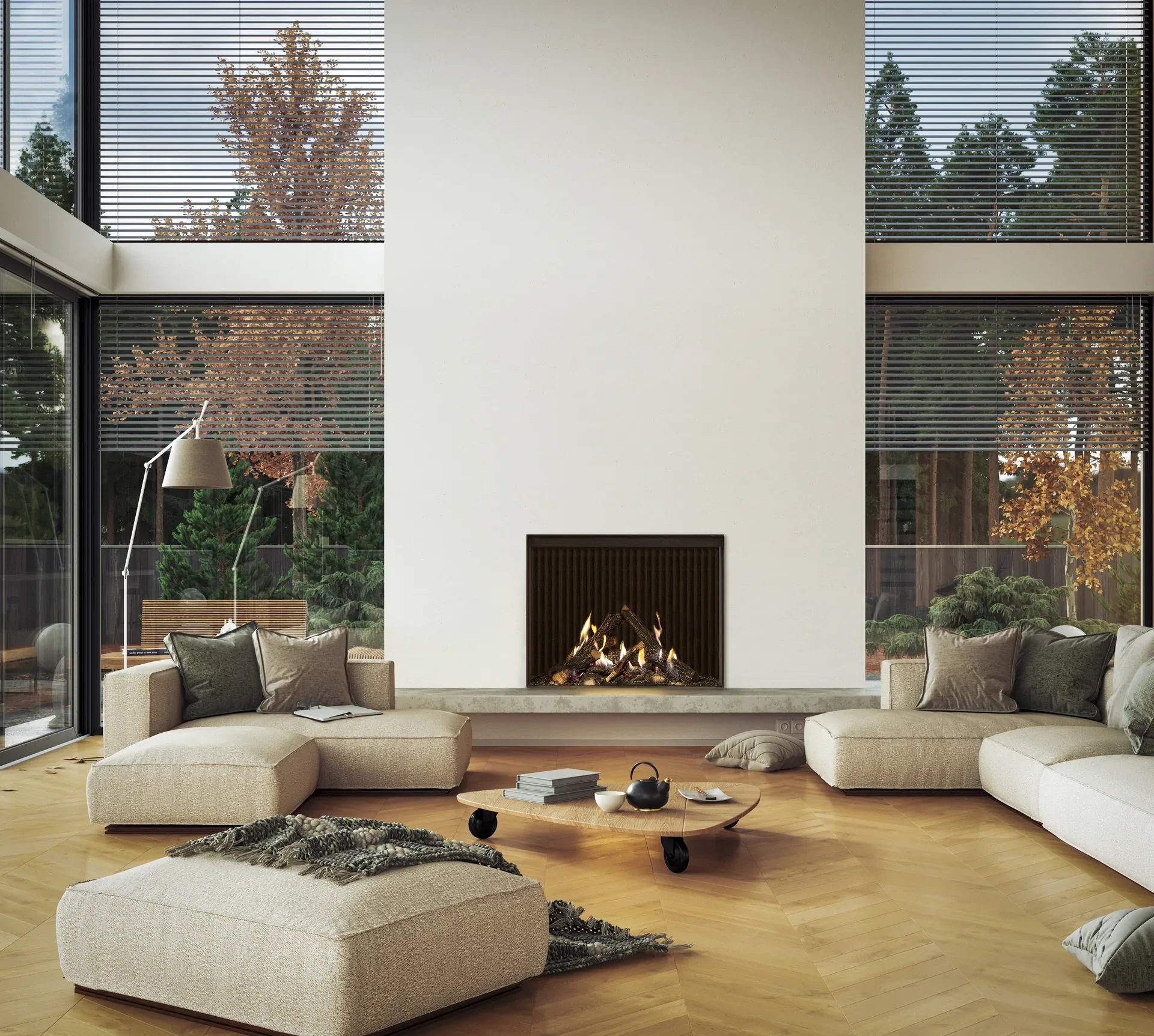 Kalfire Gi75/59F gesloten frontgashaard in moderne woonkamer