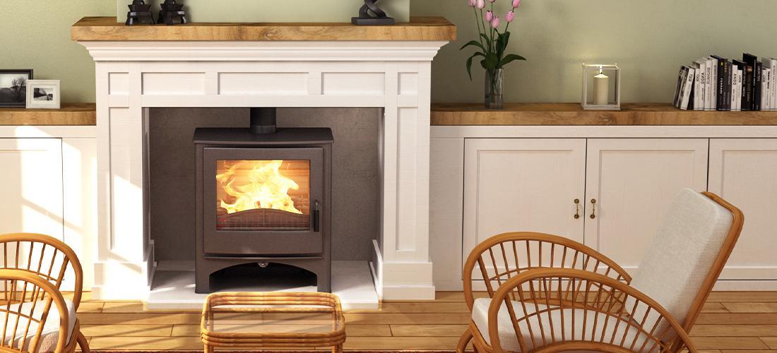 Nordic Fire Cottage CV-houtkachel in een interieur