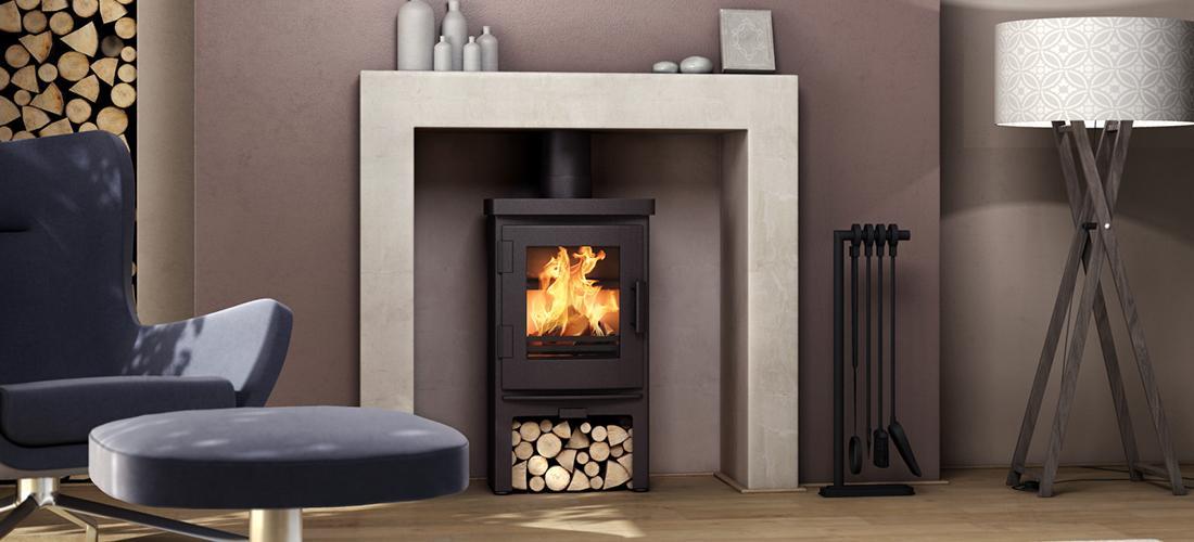 Nordic Fire Fjord 1 houtkachel in een interieur