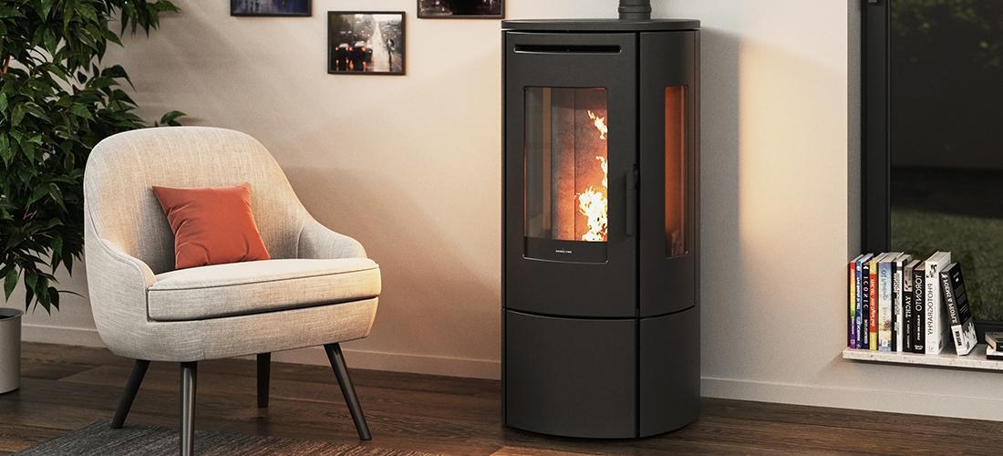 Nordic Fire Tjallmo pelletkachel in een interieur