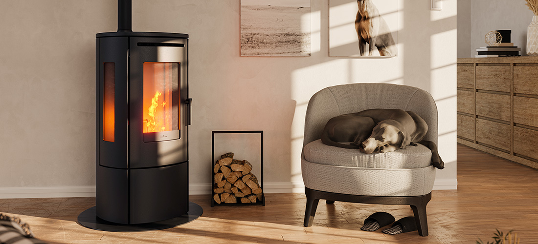 Nordic Fire Tjallmo pelletkachel in een interieur